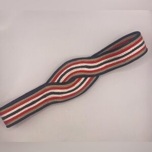 2FOR$30 Vintage 80s Wide Striped Woven Waist Belt Red White Blue & Tan